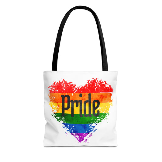 Pride Heart Tote Bag - Colorful AOP Carryall for LGBTQ+ Celebrations, Festival Gear, Everyday Use, Gift for Allies, Eco-Friendly Bag