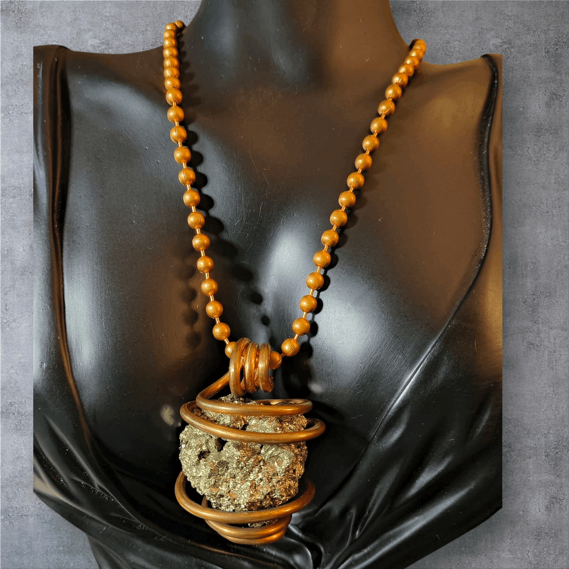 Raw Pyrite Cluster Necklace