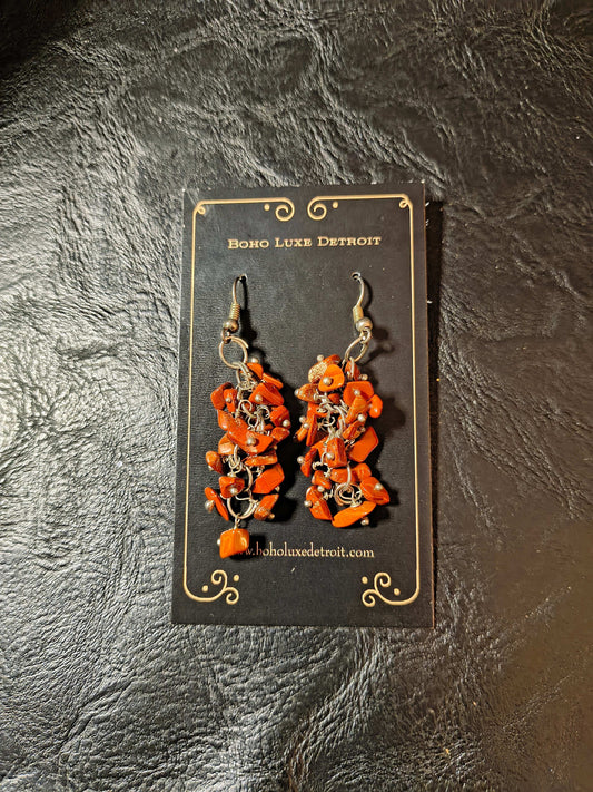 Red Jasper Cluster Earrings