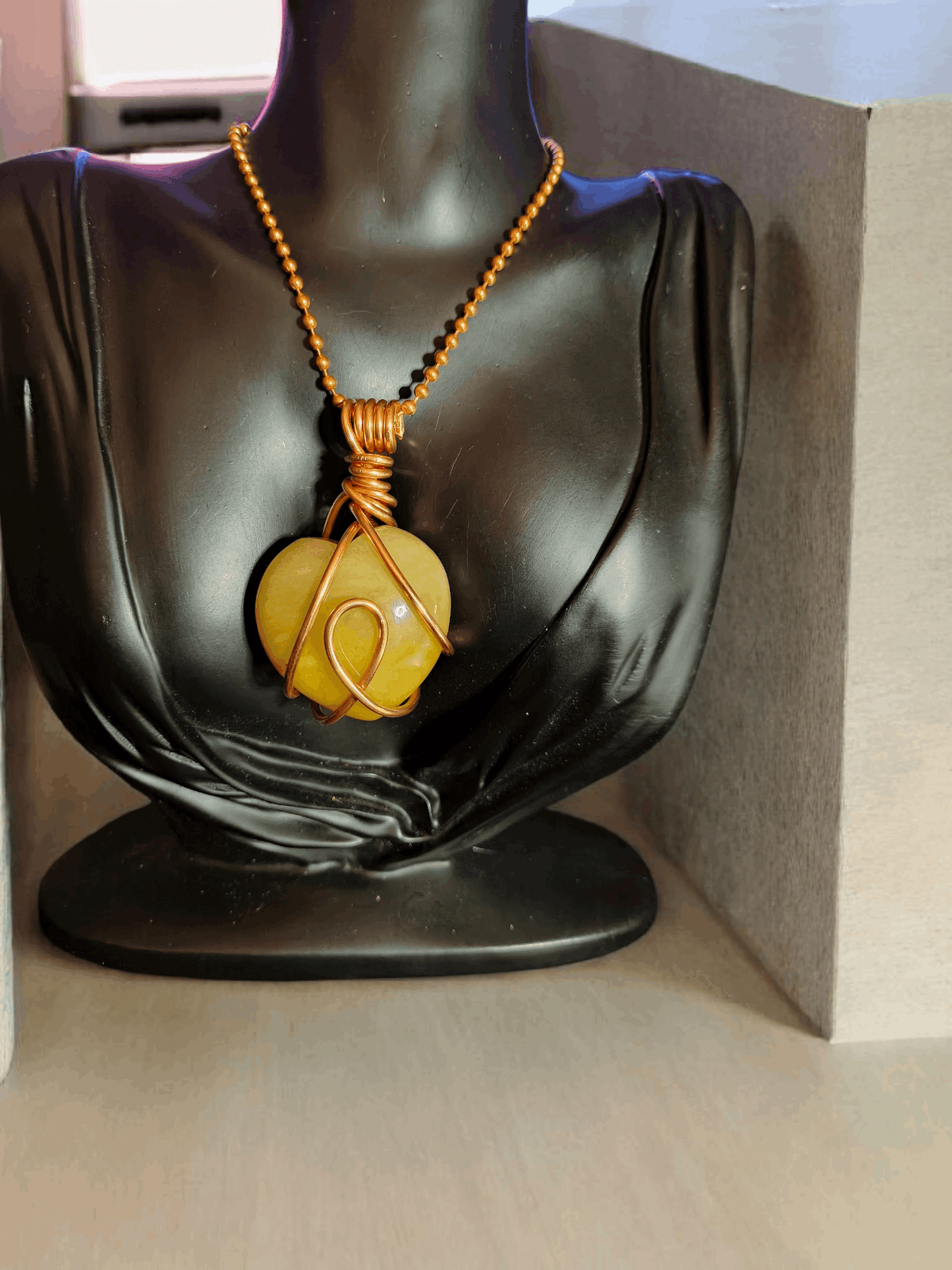 Copper Wire Wrapped Golden Quartz Crystal Heart