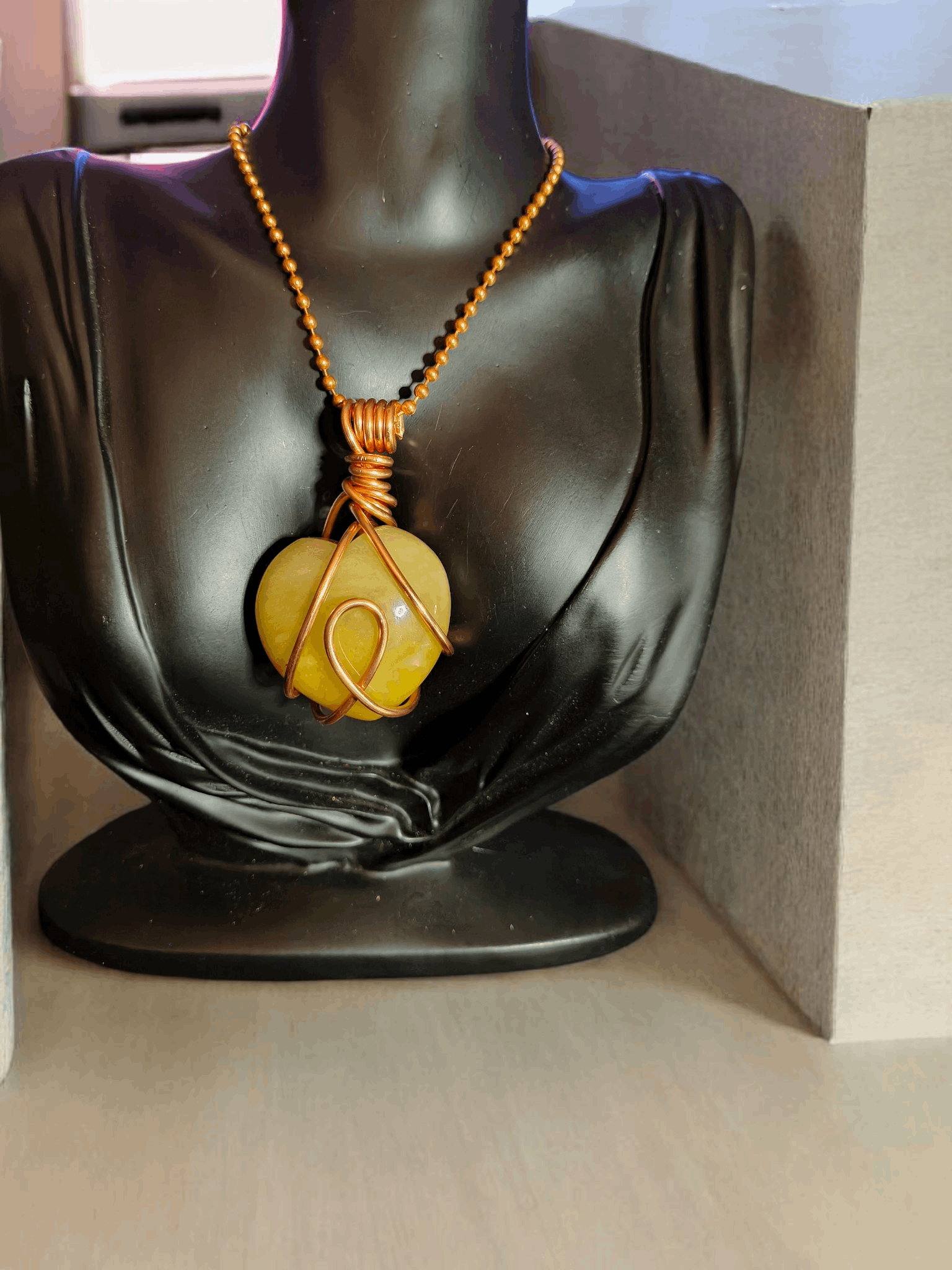 Copper Wire Wrapped Golden Quartz Crystal Heart