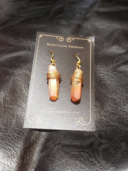 Titanium Quartz Crystal Earrings