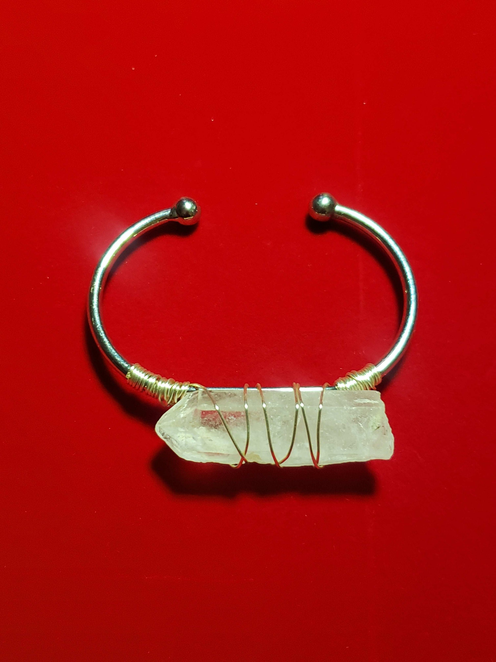 Silver Crystal Quartz Cuff Bracelet