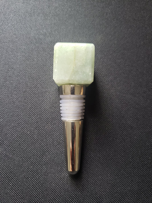 LIGHT GREEN AVENTURINE Gemstone Cube Bottle Stopper