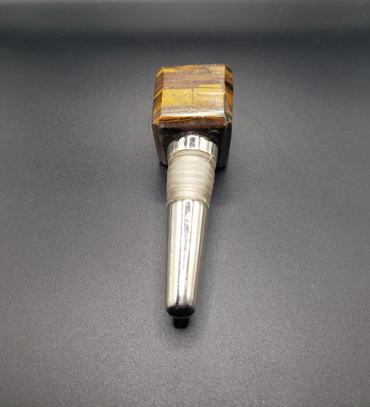 TIGERS EYE  Gemstone Cube Bottle Stopper