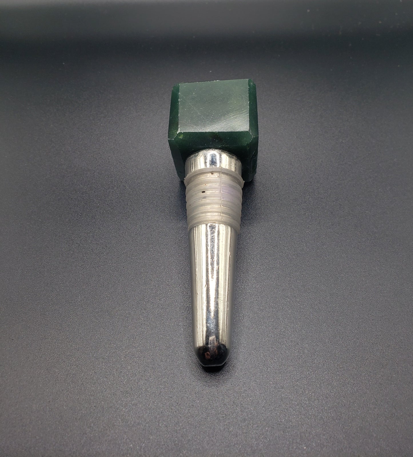 DARK GREEN AVENTURINE Gemstone Cube Bottle Stopper